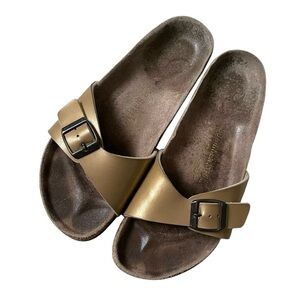 BIRKENSTOCK Madrid Gold Slip-On Flat Cork Orthopedic Sandals Shoes 38